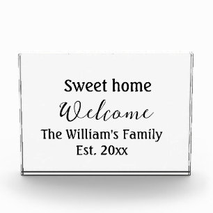 Welcome sweet home add family name year Est. Text  Photo Block