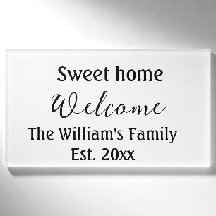 Welcome sweet home add family name year Est. Text  Tag