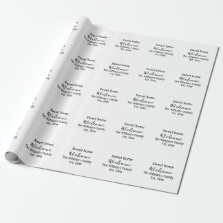 Welcome sweet home add family name year Est. Text  Wrapping Paper