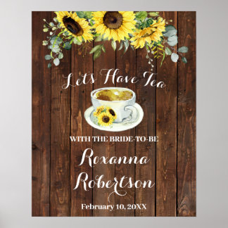 Welcome Tea Bridal Shower Sunflowers Greenery Sign