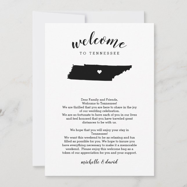 Welcome Tennessee Wedding Letter & Itinerary (Front)
