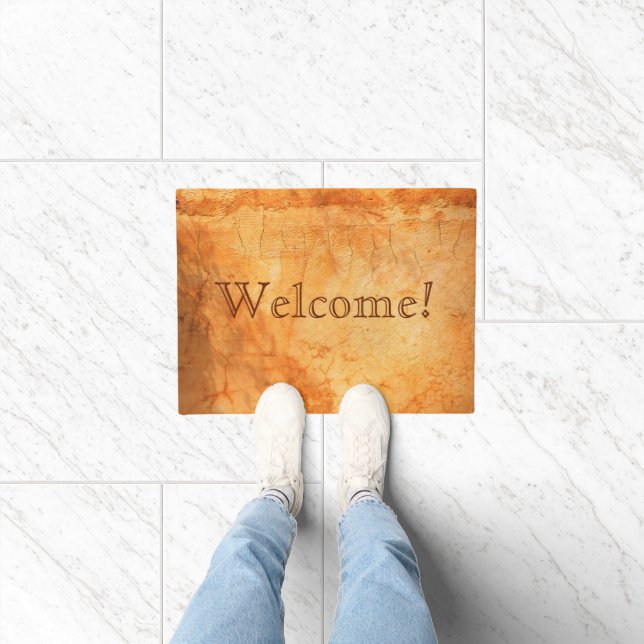 Welcome terracotta coloured brick wall doormat (Indoor)