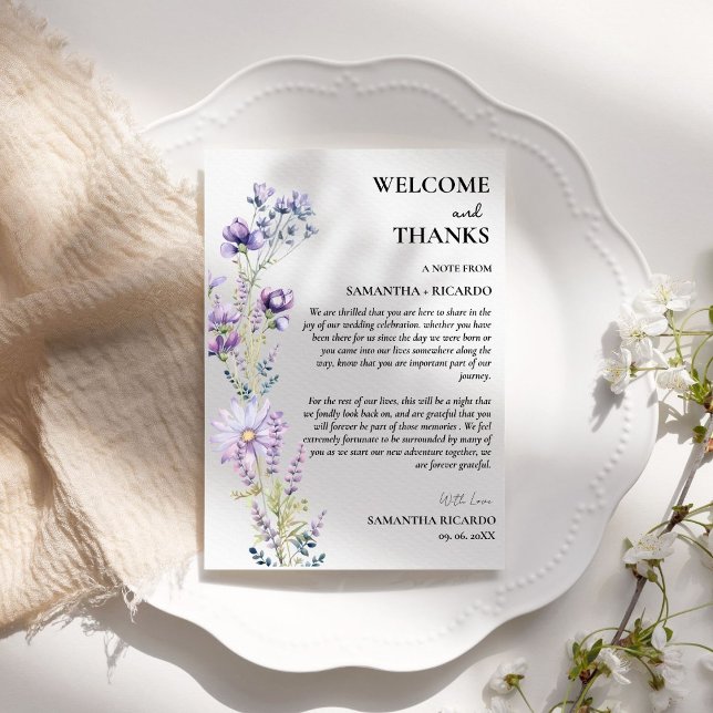 Welcome & thanks floral wedding guest table Card (Creator Uploaded)