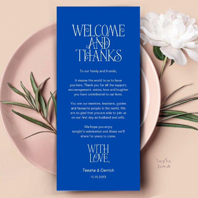 Welcome & Thanks, Place Setting Thank You Card (Welcome & Thanks, Place Setting Thank You Card in Cobalt Blue)