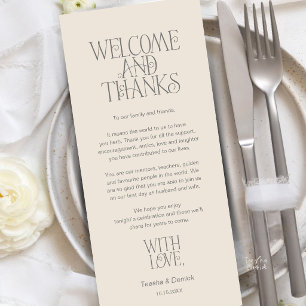 Welcome & Thanks, Place Setting Thank You Card