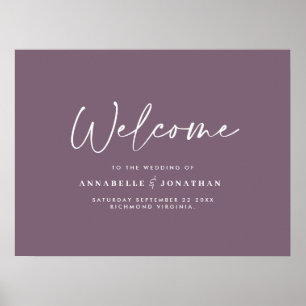 Welcome the wedding modern purple violet wedding poster