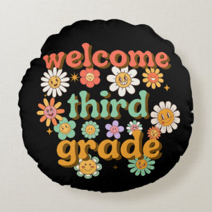 WELCOME THIRD GRADE BACK TO SCHOOL FIRST DAY ROUND CUSHION