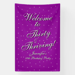 Welcome Thirty Thriving Pink Purple 30th Birthday Banner