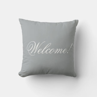 Welcome! Throw Pillow personalised Pillows grey