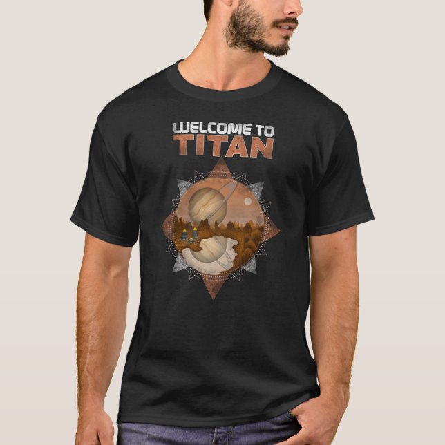 Welcome Titan Retro Space Art Sci Fi T-Shirt (Front)