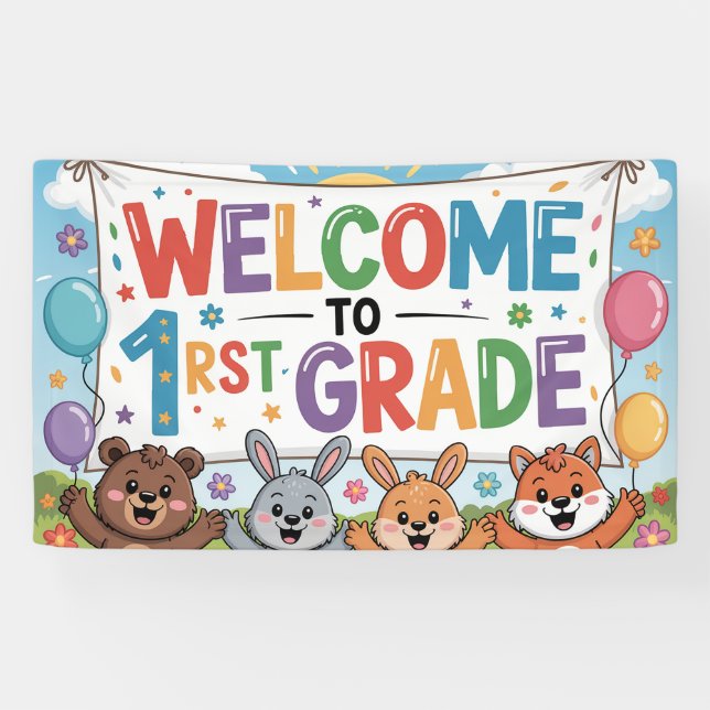 Welcome To 1rst Grade Banner For Teachers Classroo (Horizontal)