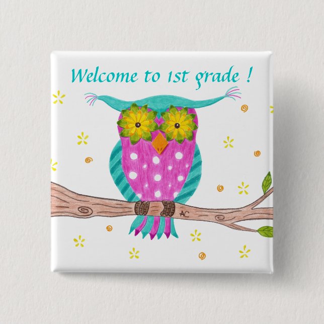Welcome to 1st grade pin button (Front)