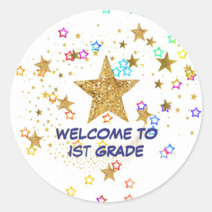 Welcome To 1st Grade Student Stickers,  Classic Round Sticker