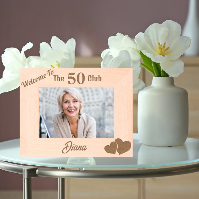 Welcome To 50 Club, Modern Birthday Personalised Etched Frames (Creator Uploaded)