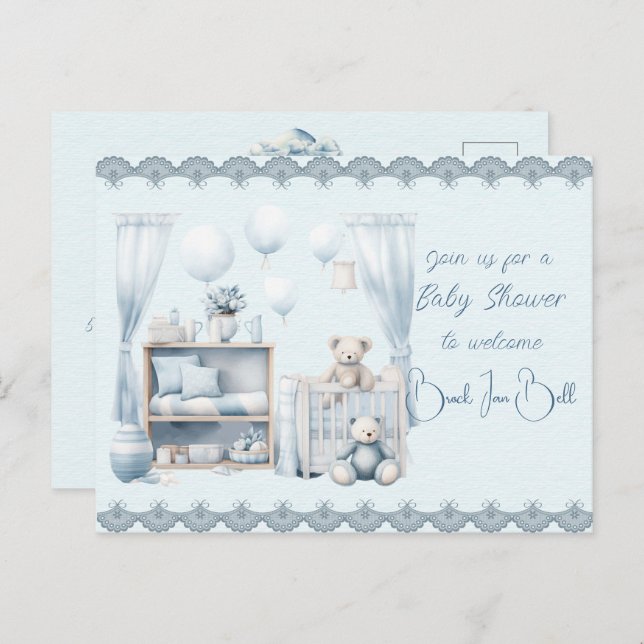 Welcome to a Baby Boy Shower Invitation Postcard (Front/Back)