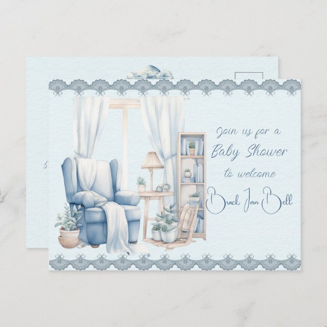 Welcome to a Baby Boy Shower Invitation Postcard (Front/Back)