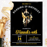 Welcome to a Roaring 20 60th Birthday Party Invitation<br><div class="desc">Chic Roaring 20 Birthday Party invitation features a flapper girl dancing in the centre. The eye-catching bold black,  gold and white colour scheme is certain to generate excitement when your guests receive their invitation.</div>