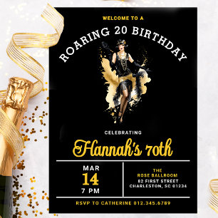 Welcome to a Roaring 20 70th Birthday Party Invitation