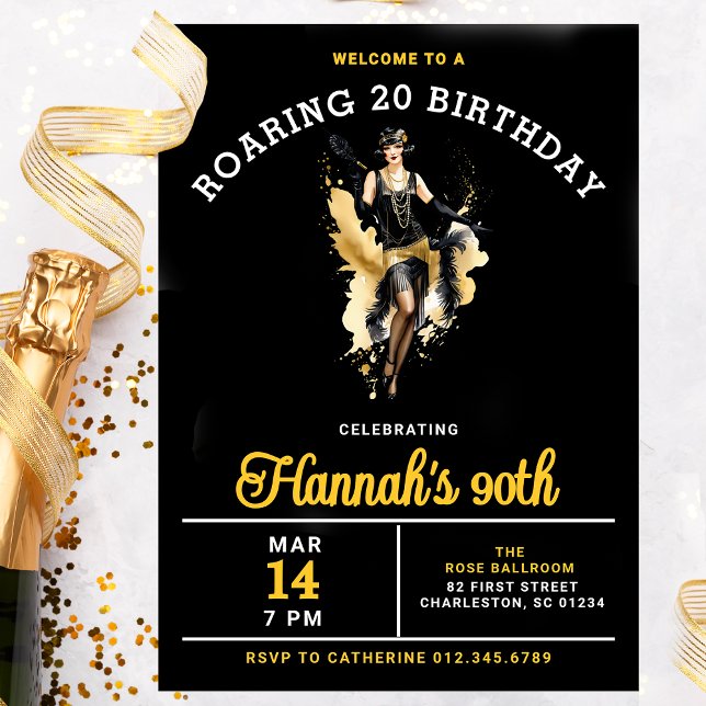 Welcome to a Roaring 20 90th Birthday Party Invitation (Creator Uploaded)