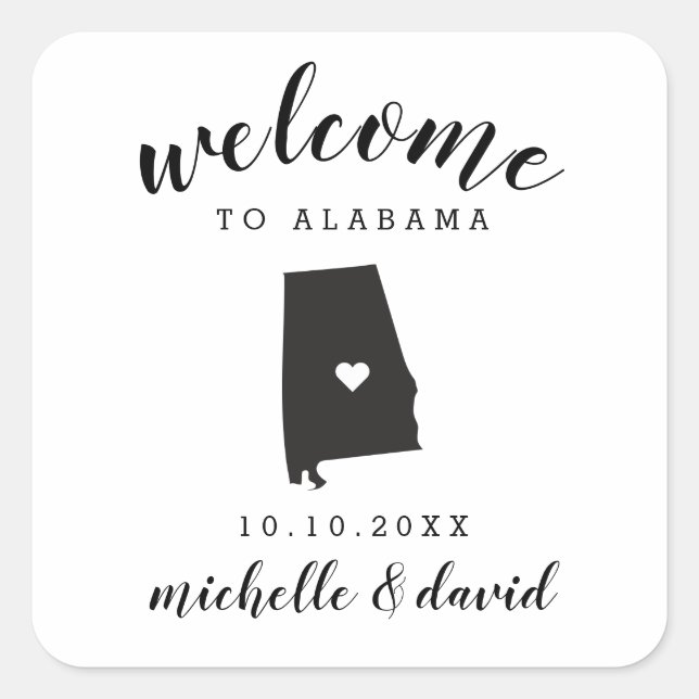 Welcome to Alabama | Wedding custom favour Square Sticker (Front)