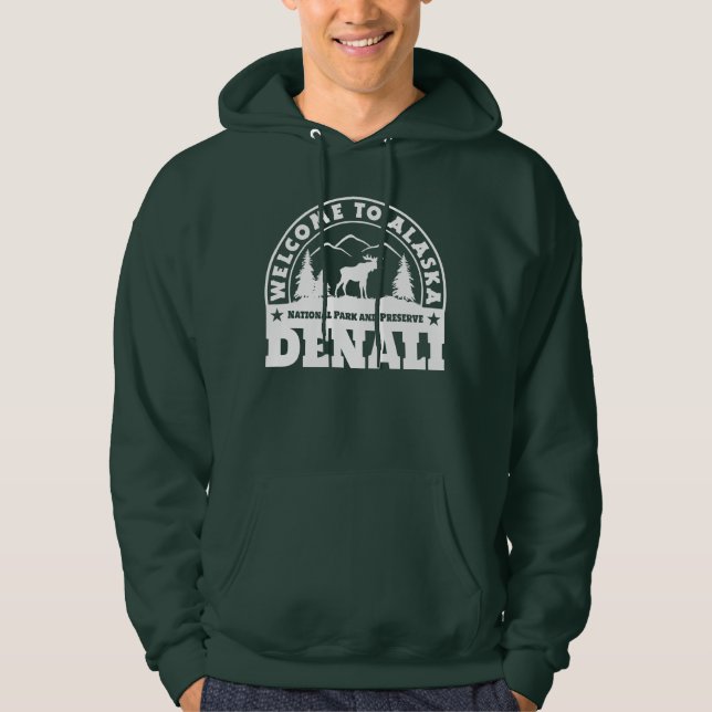 Welcome to Alaska. Denali - White Logo Hoodie (Front)