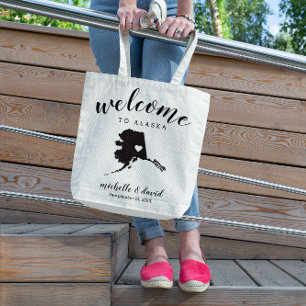 Welcome to Alaska   USA State Silhouette Wedding Tote Bag