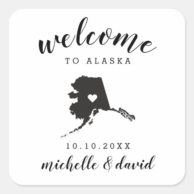 Welcome to Alaska | Wedding custom favour Square Sticker (Front)