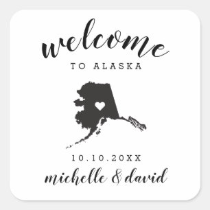 Welcome to Alaska   Wedding custom favour Square Sticker