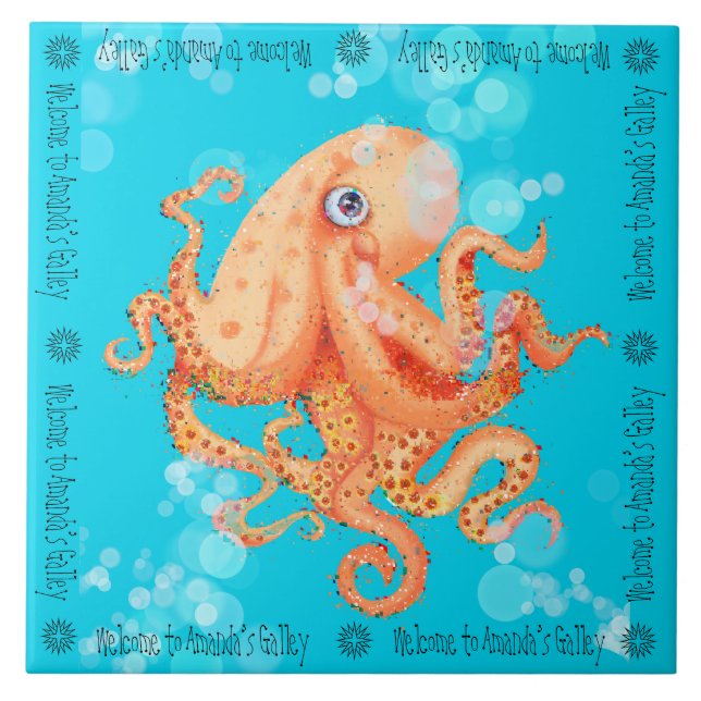 Welcome to Amanda’s Galley octopus with bubbles Tile (Front)