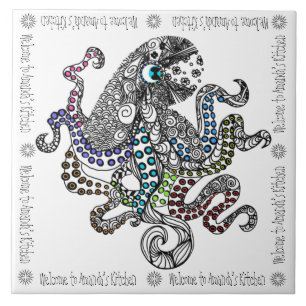 Welcome to Amanda’s Kitchen floral line octopus Tile