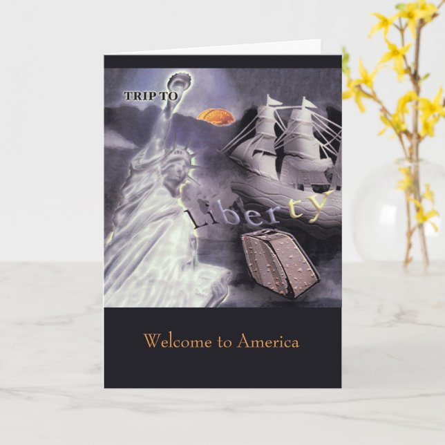 Welcome to America Liberty Citizenship custom Card (Yellow Flower)