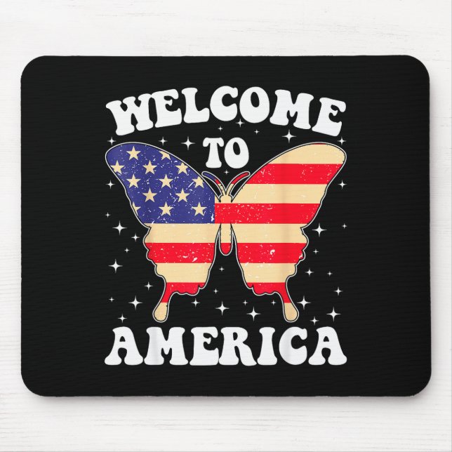 Welcome To America Patriotic Butterfly New America Mouse Pad (Front)