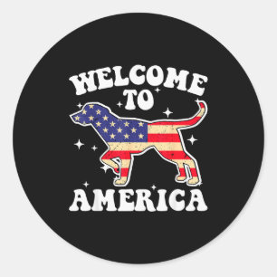 Welcome To America Patriotic Dog New American Citi Classic Round Sticker