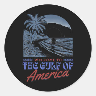 Welcome To America's Gulf Retro Vintage Beach 1 Classic Round Sticker