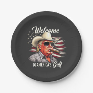 Welcome to America's Gulf Trump East Cost Mexico Paper Plate