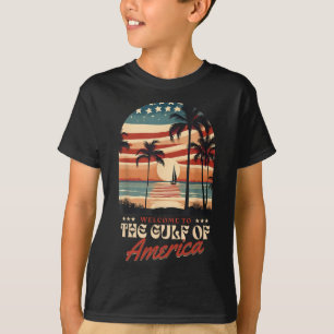 Welcome To America's Gulf Vintage Beach Usa Flag G T-Shirt