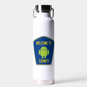Welcome To Android County (Transportation Sign) Water Bottle