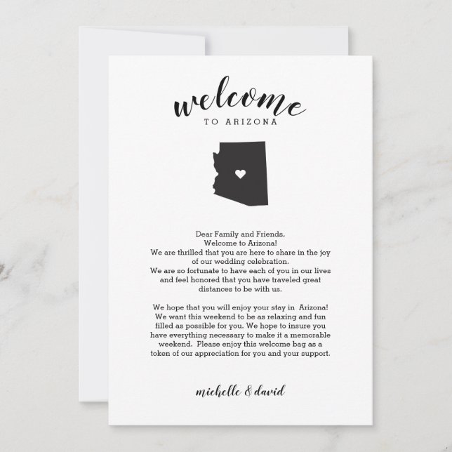 Welcome to Arizona | Wedding Letter & Itinerary (Front)