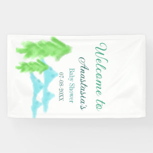 welcome to baby shower name blue green tree hill banner