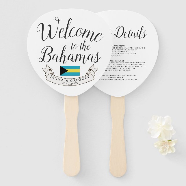 Welcome to Bahamas | Destination Wedding Custom Hand Fan (Front and Back)