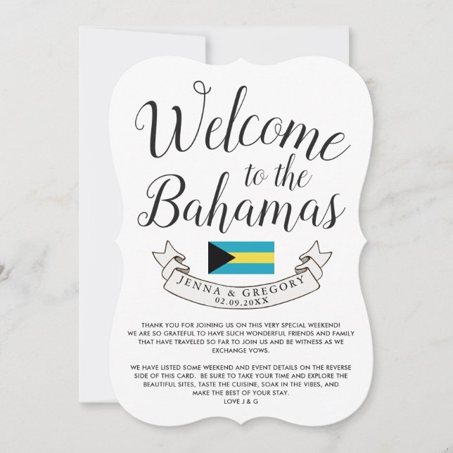 Welcome to Bahamas | Destination Wedding Custom Invitation (Front)