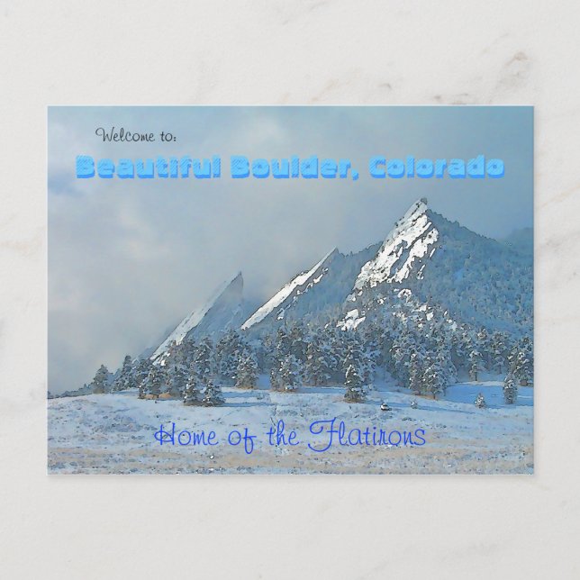 Welcome to Beautiful Boulder, Colorado Postcard (Front)