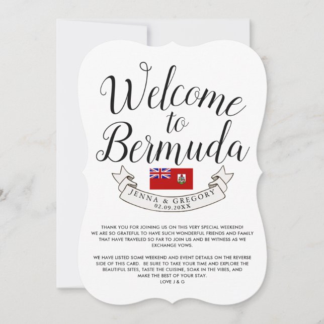 Welcome to Bermuda | Destination Wedding Favour Invitation (Front)