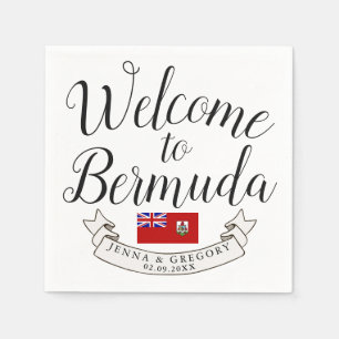 Welcome to Bermuda Destination Wedding Favour Napkin