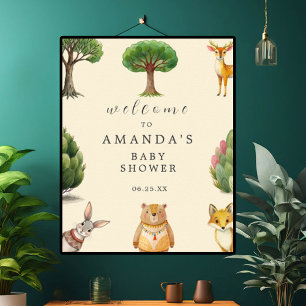 Welcome to Boho Woodland Animals Baby Shower  Poster