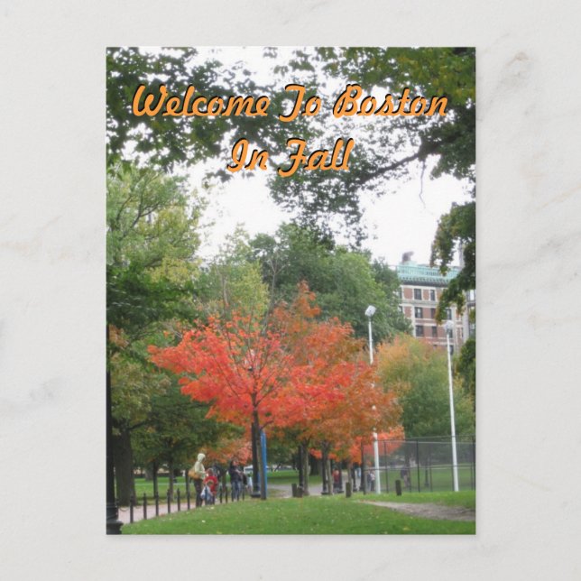 Welcome To Boston In Fall Postcard (Front)