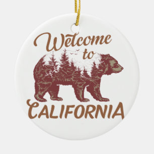 Welcome to California Bear Ceramic Tree Decoration