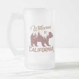 Welcome to California Bear Forest Frosted Glass Beer Mug