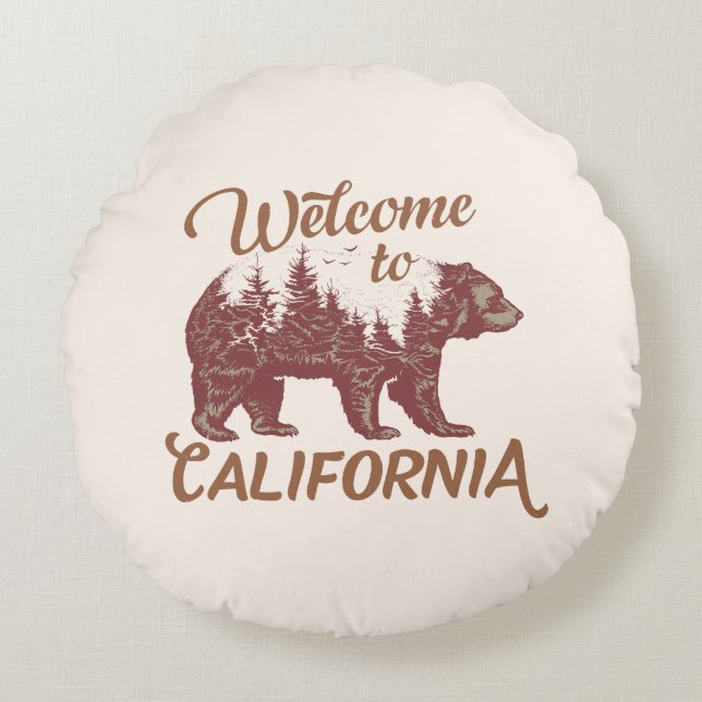 Welcome to California Bear Forest  Round Cushion (Front)