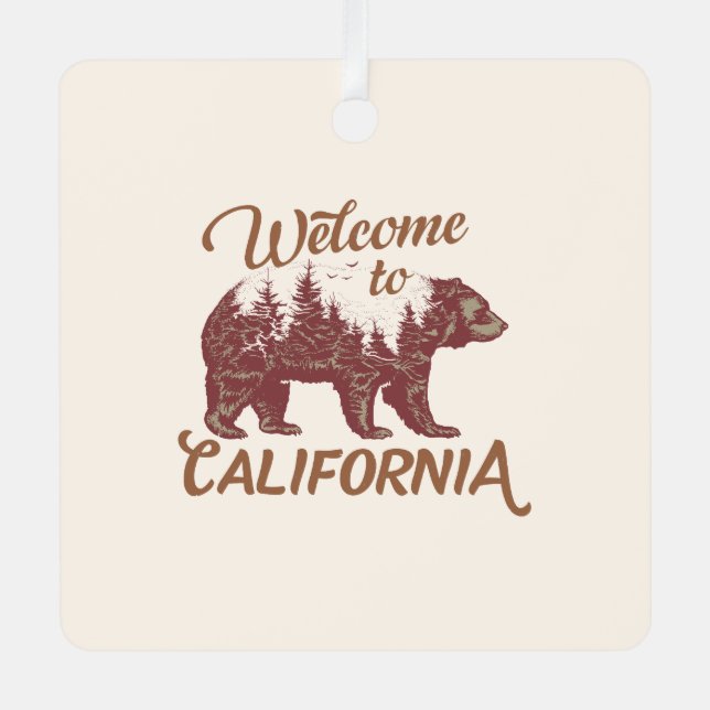 Welcome to California Bear Metal Tree Decoration (Front)